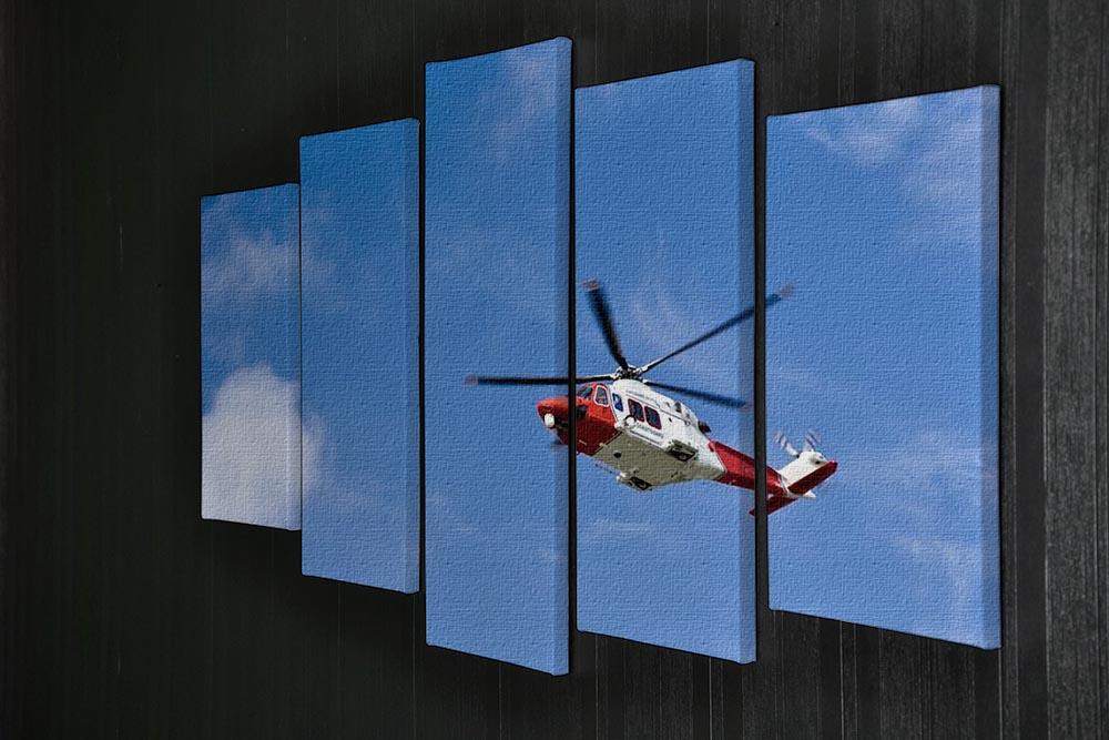 Coastguard helicopter in the blue sky 5 Split Panel Canvas  - Canvas Art Rocks - 2