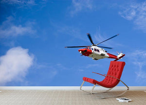 Coastguard helicopter in the blue sky Wall Mural Wallpaper - Canvas Art Rocks - 2