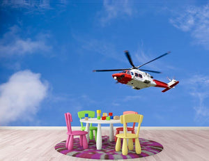 Coastguard helicopter in the blue sky Wall Mural Wallpaper - Canvas Art Rocks - 3