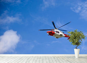 Coastguard helicopter in the blue sky Wall Mural Wallpaper - Canvas Art Rocks - 4