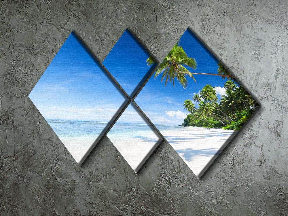 Coastline and Palm Tree 4 Square Multi Panel Canvas - Canvas Art Rocks - 2