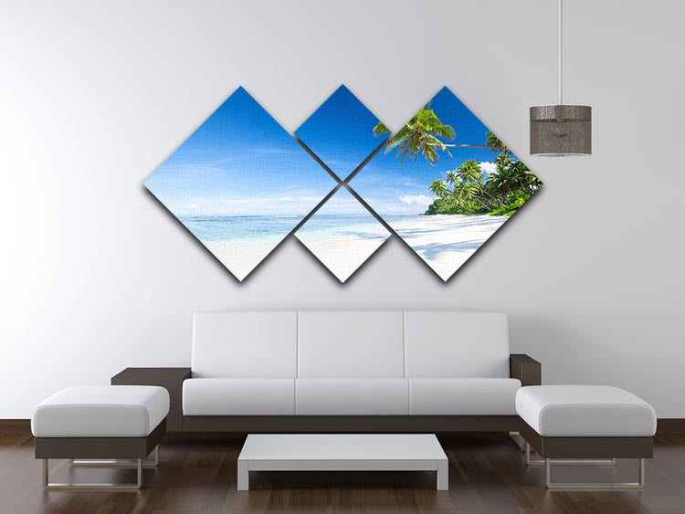 Coastline and Palm Tree 4 Square Multi Panel Canvas - Canvas Art Rocks - 3