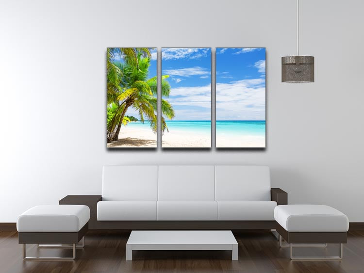 Coconut Palm trees on white sandy beach 3 Split Panel Canvas Print - Canvas Art Rocks - 3