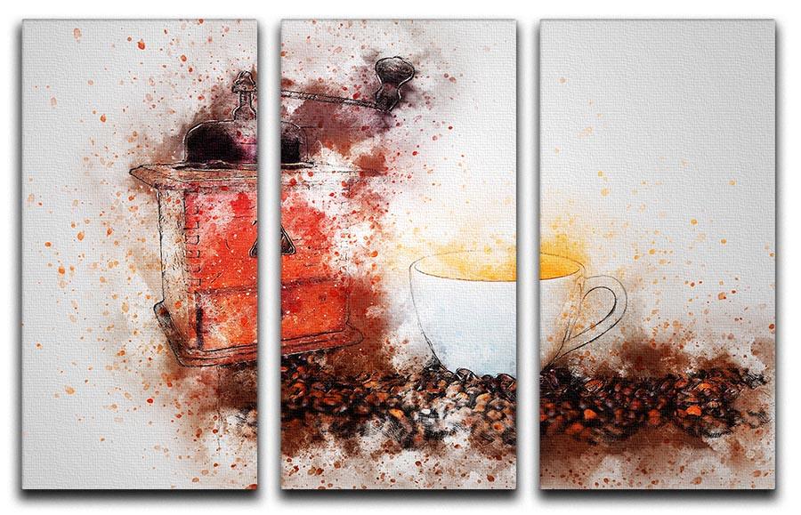 Coffee Painting 3 Split Panel Canvas Print - Canvas Art Rocks - 1