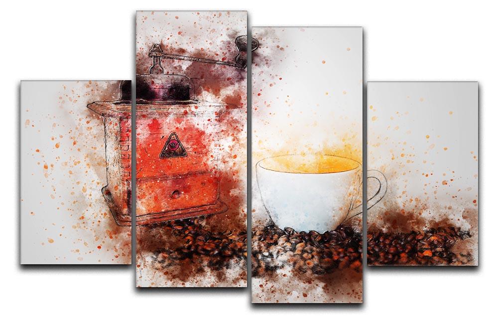 Coffee Painting 4 Split Panel Canvas  - Canvas Art Rocks - 1