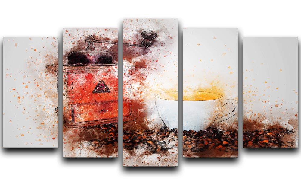 Coffee Painting 5 Split Panel Canvas  - Canvas Art Rocks - 1