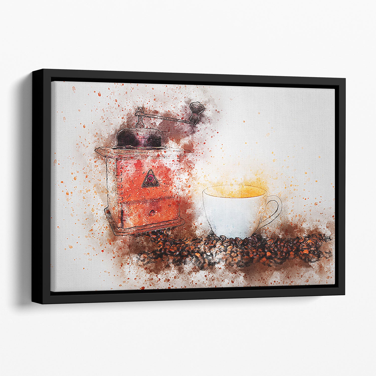 Coffee Painting Floating Framed Canvas
