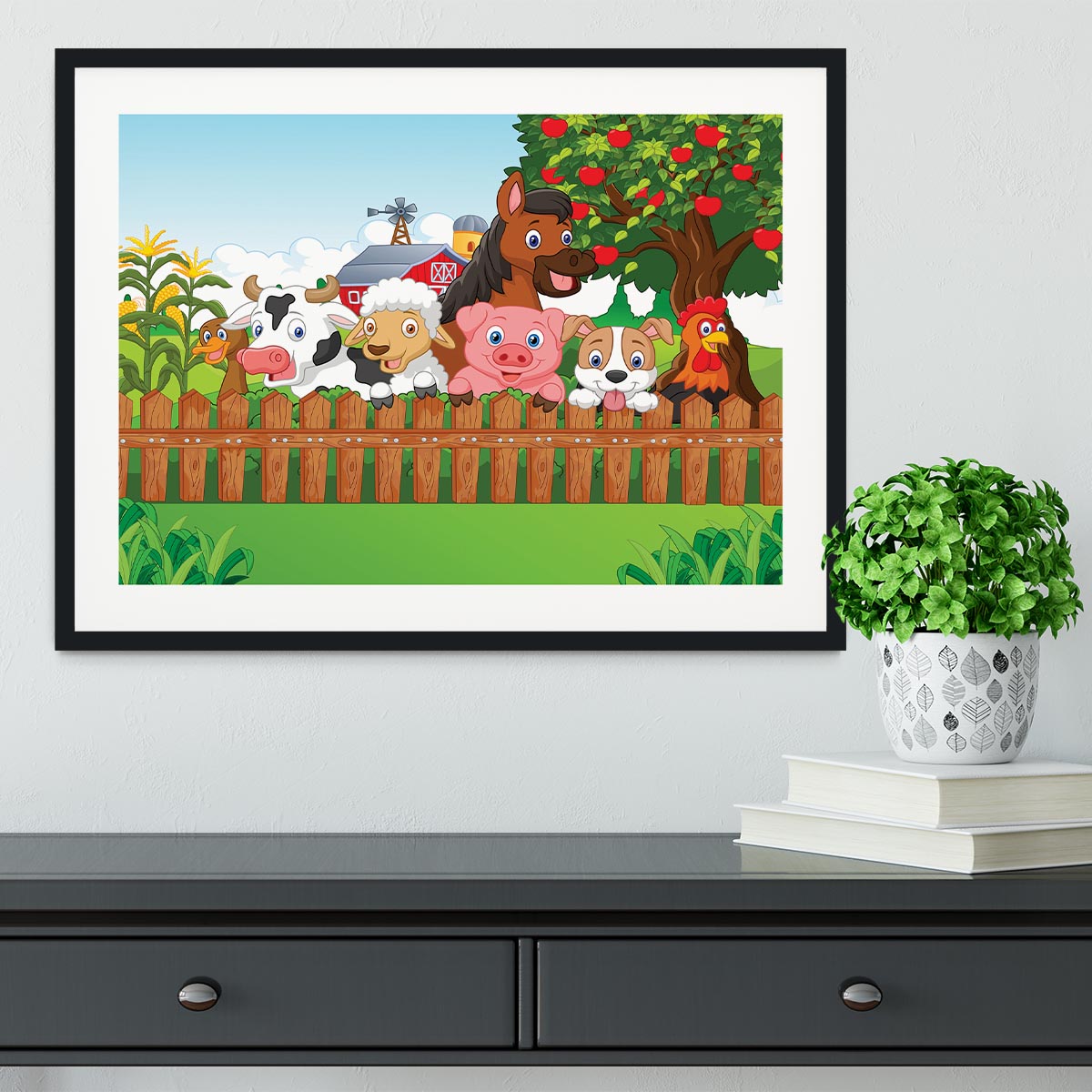 Collection farm animals Framed Print - Canvas Art Rocks - 1
