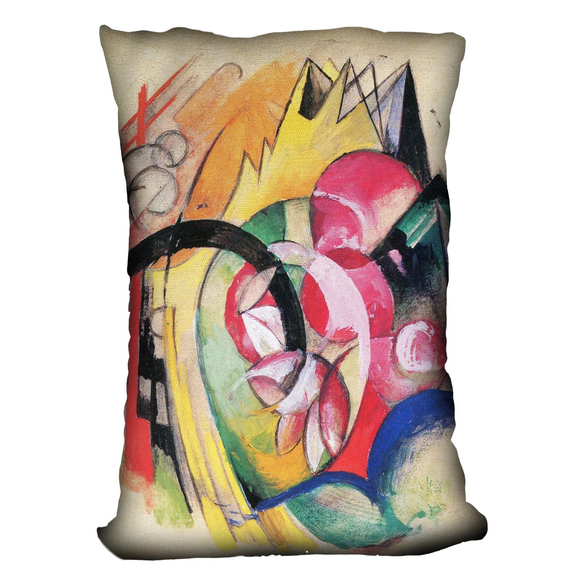 Colored flowers by Franz Marc Cushion