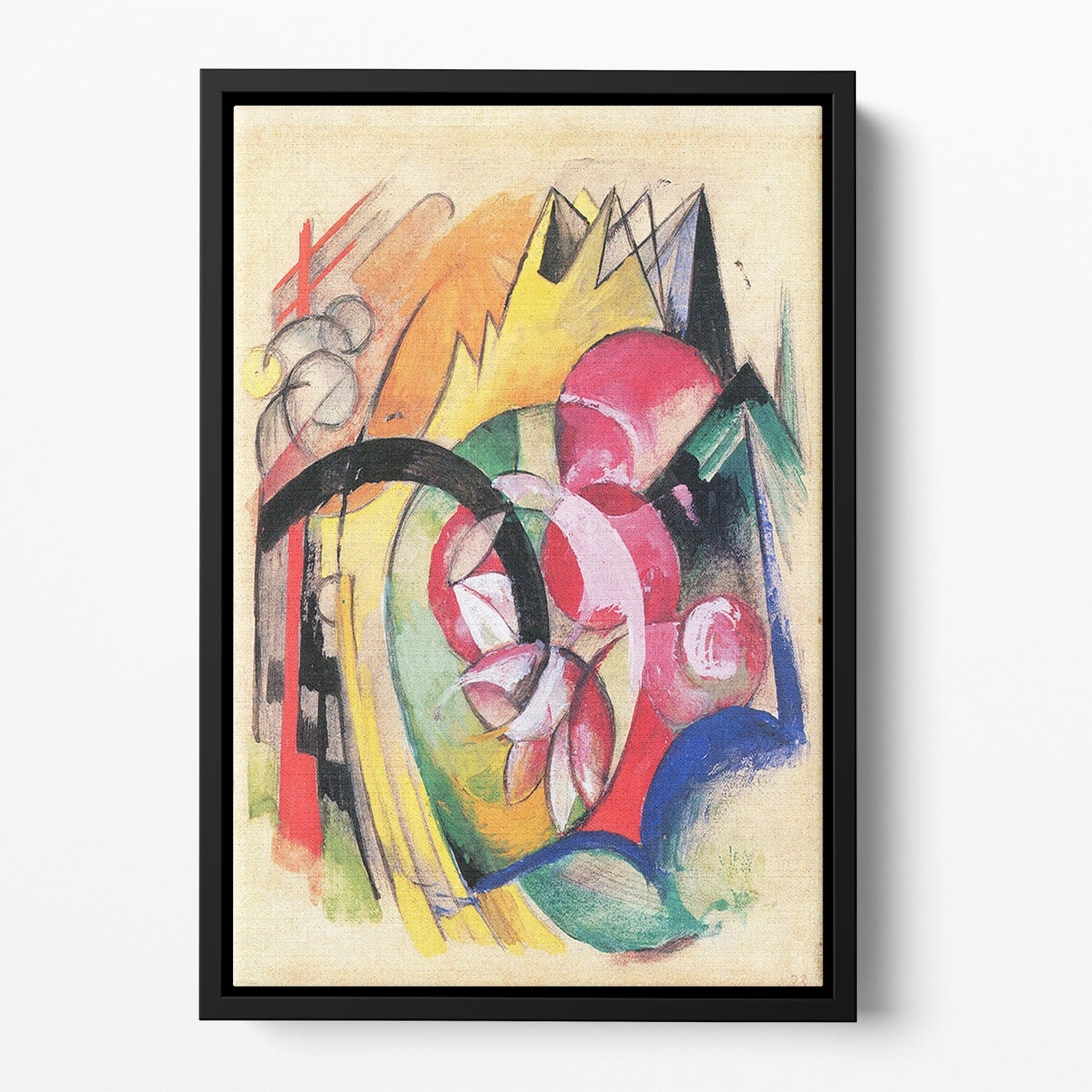 Colored flowers by Franz Marc Floating Framed Canvas