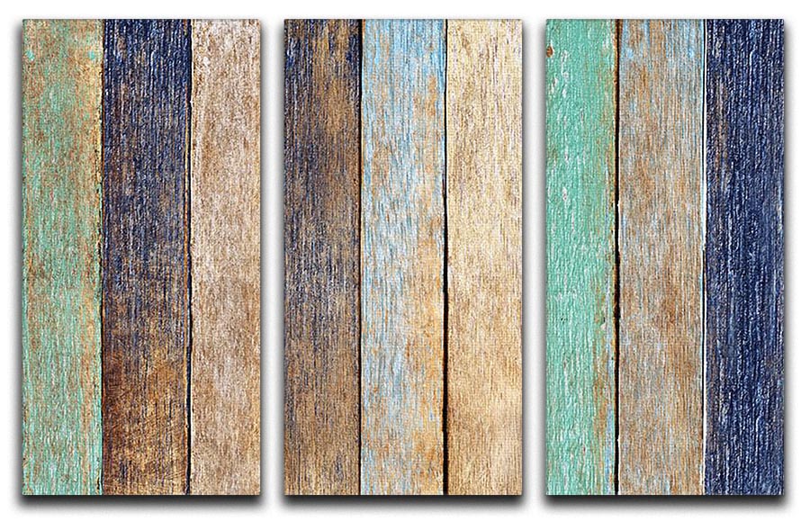 Colorful Wooden Plank 3 Split Panel Canvas Print - Canvas Art Rocks - 1