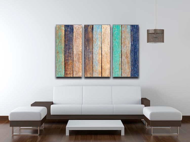 Colorful Wooden Plank 3 Split Panel Canvas Print - Canvas Art Rocks - 3