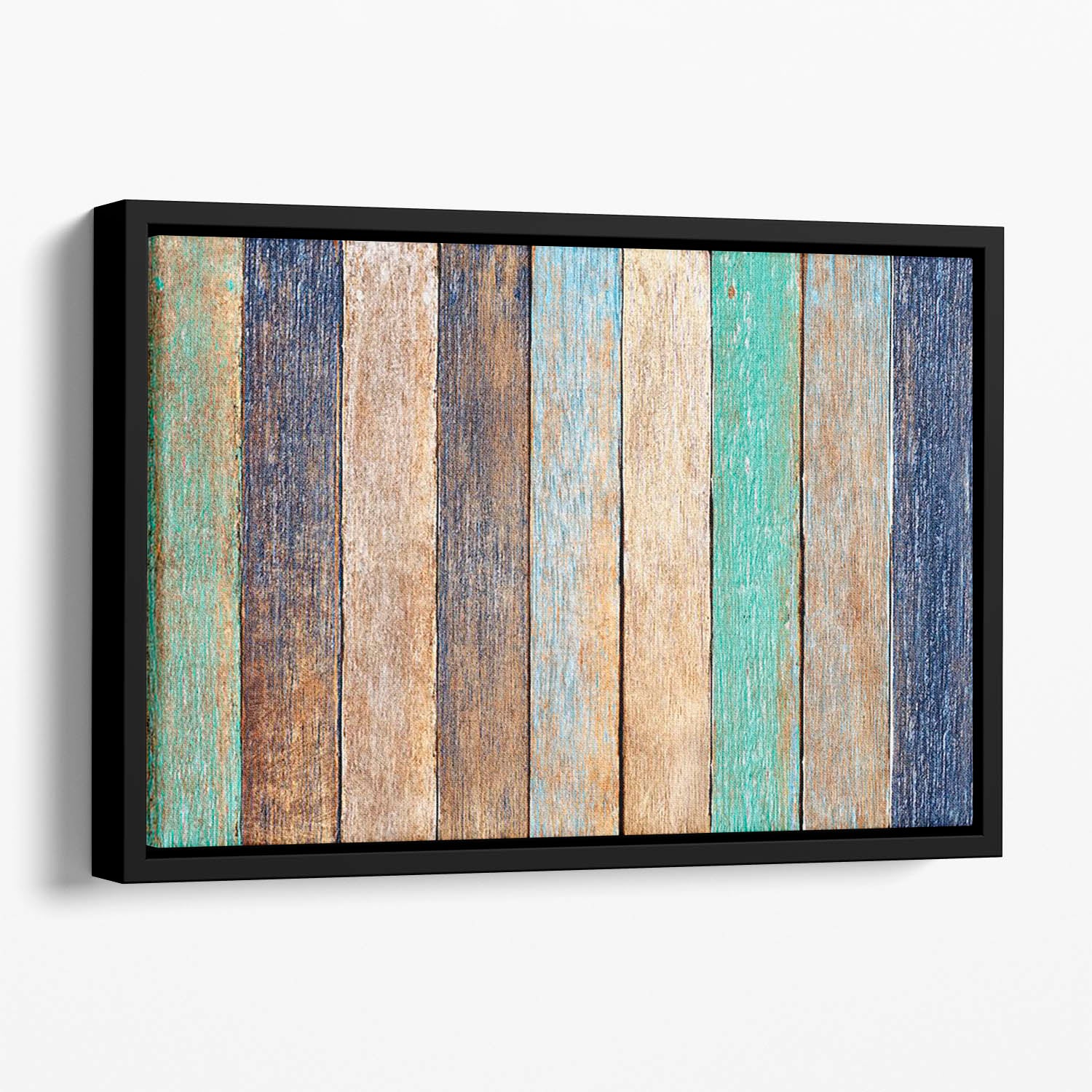 Colorful Wooden Plank Floating Framed Canvas