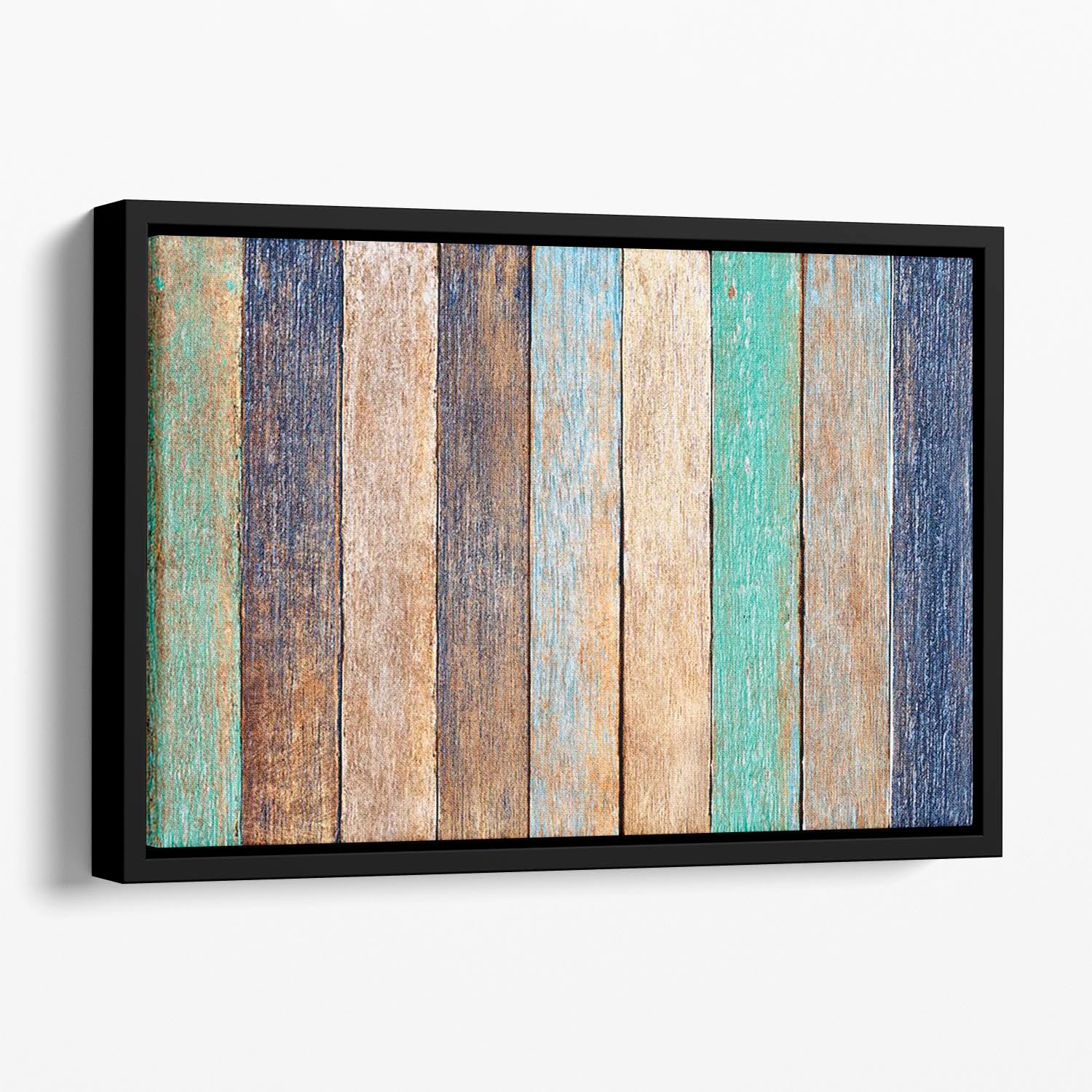 Colorful Wooden Plank Floating Framed Canvas - Canvas Art Rocks - 1
