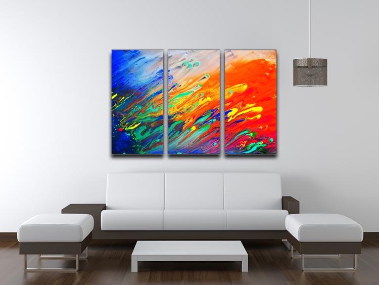 Colorful abstract acrylic painting 3 Split Panel Canvas Print - Canvas Art Rocks - 3