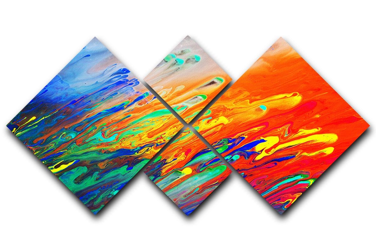 Colorful abstract acrylic painting 4 Square Multi Panel Canvas  - Canvas Art Rocks - 1