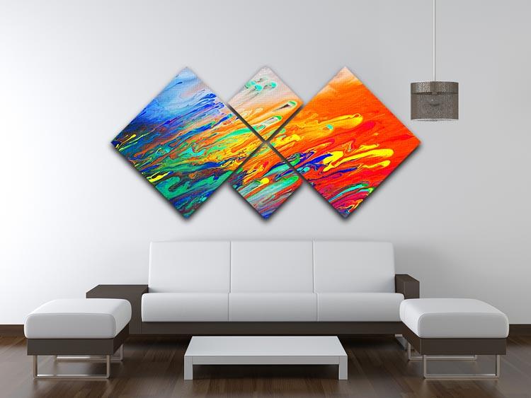 Colorful abstract acrylic painting 4 Square Multi Panel Canvas  - Canvas Art Rocks - 3