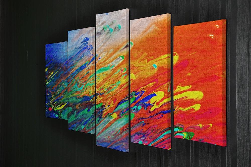 Colorful abstract acrylic painting 5 Split Panel Canvas  - Canvas Art Rocks - 2