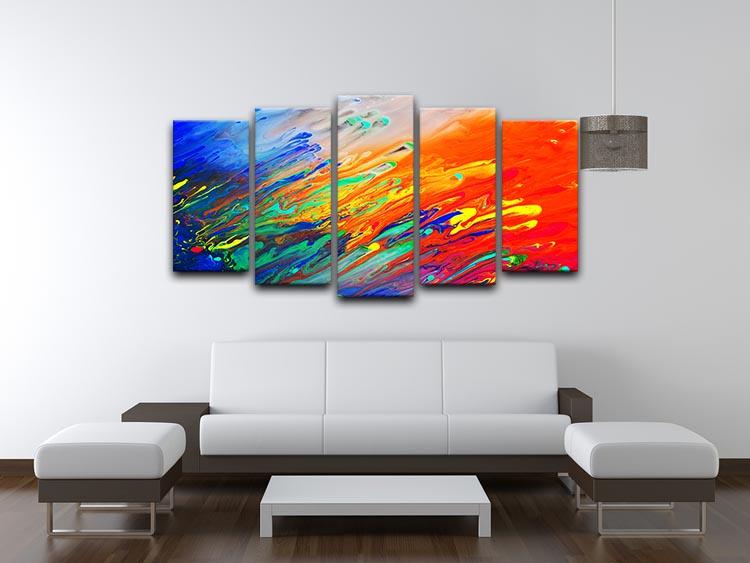 Colorful abstract acrylic painting 5 Split Panel Canvas  - Canvas Art Rocks - 3