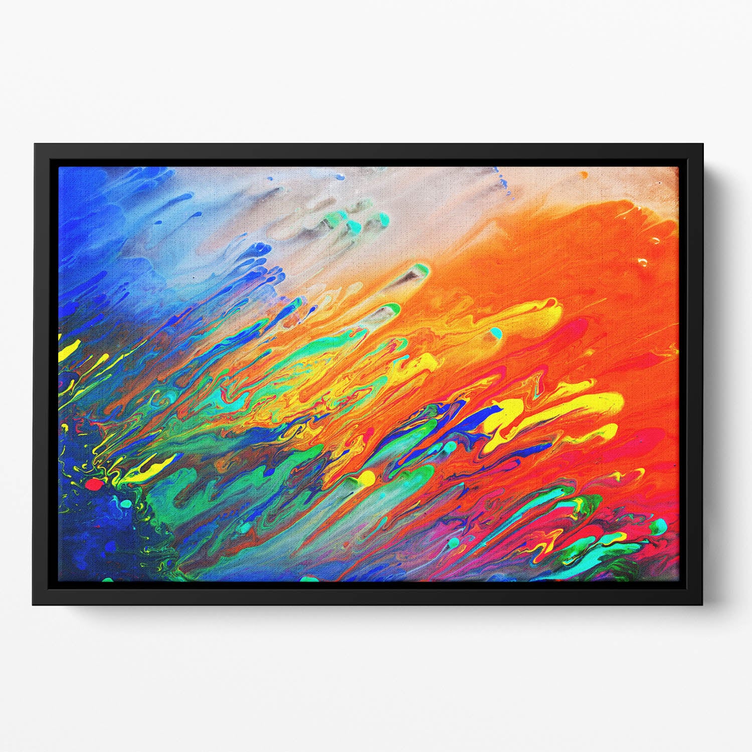 Colorful abstract acrylic painting Floating Framed Canvas