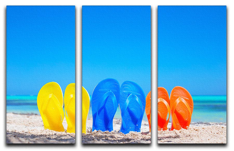 Colorful beach flip flops 3 Split Panel Canvas Print - Canvas Art Rocks - 1