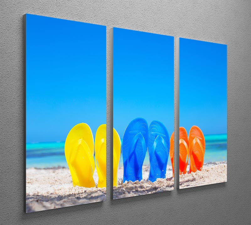 Colorful beach flip flops 3 Split Panel Canvas Print - Canvas Art Rocks - 2