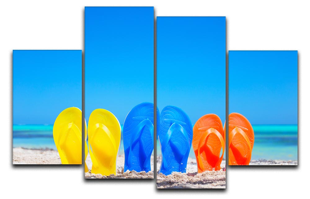 Colorful beach flip flops 4 Split Panel Canvas - Canvas Art Rocks - 1