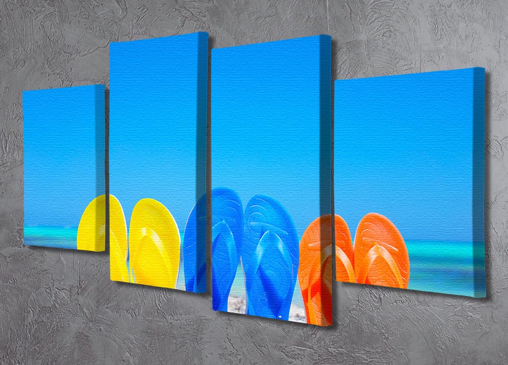 Colorful beach flip flops 4 Split Panel Canvas - Canvas Art Rocks - 2