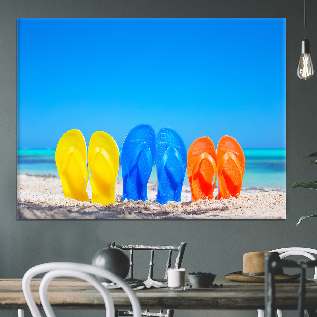 Colorful beach flip flops Canvas Print or Poster - Canvas Art Rocks - 3