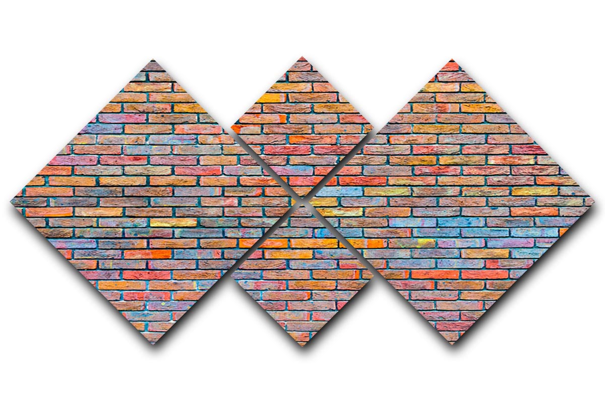 Colorful brick wall texture 4 Square Multi Panel Canvas - Canvas Art Rocks - 1