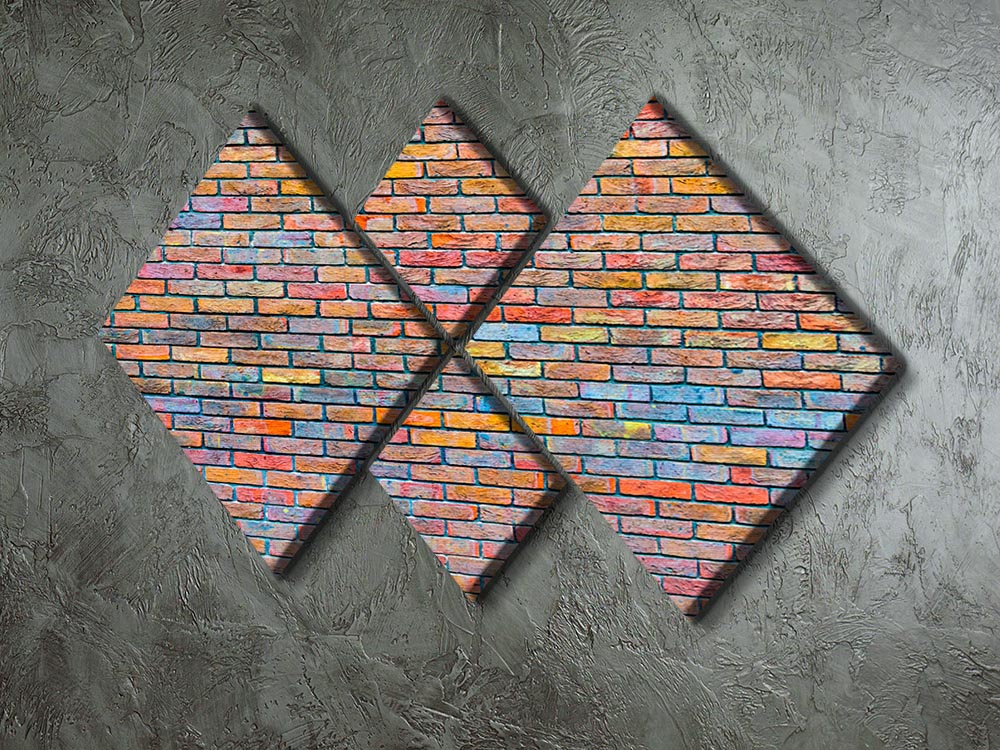 Colorful brick wall texture 4 Square Multi Panel Canvas - Canvas Art Rocks - 2