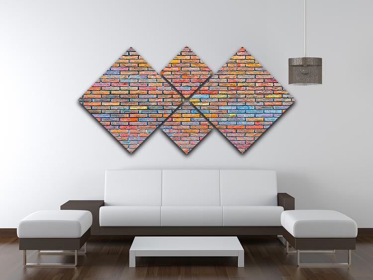 Colorful brick wall texture 4 Square Multi Panel Canvas - Canvas Art Rocks - 3
