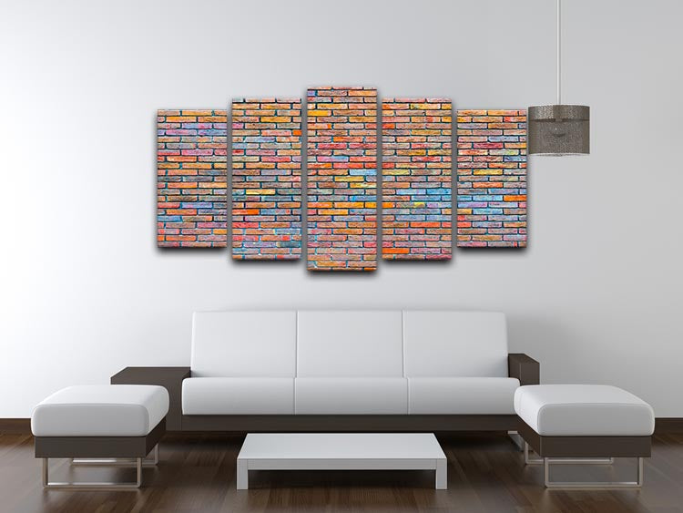 Colorful brick wall texture 5 Split Panel Canvas - Canvas Art Rocks - 3