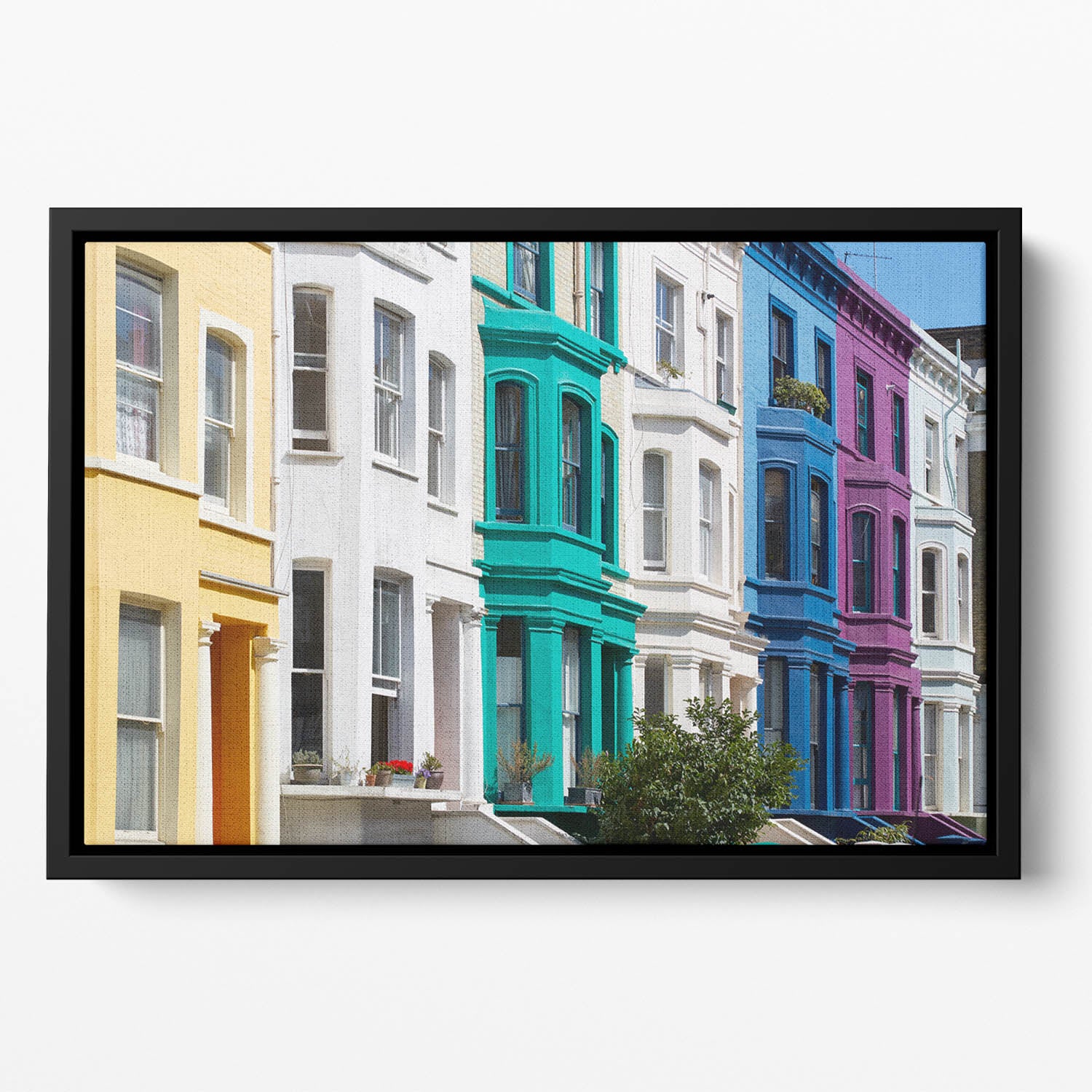 Colorful english houses Floating Framed Canvas