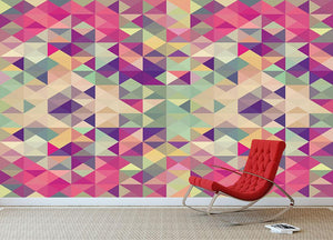 Colorful retro hipsters triangle Wall Mural Wallpaper - Canvas Art Rocks - 2