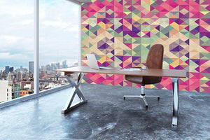 Colorful retro hipsters triangle Wall Mural Wallpaper - Canvas Art Rocks - 3
