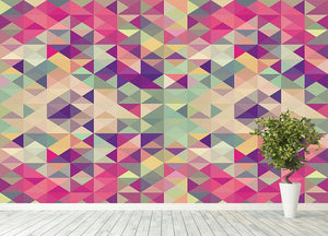 Colorful retro hipsters triangle Wall Mural Wallpaper - Canvas Art Rocks - 4