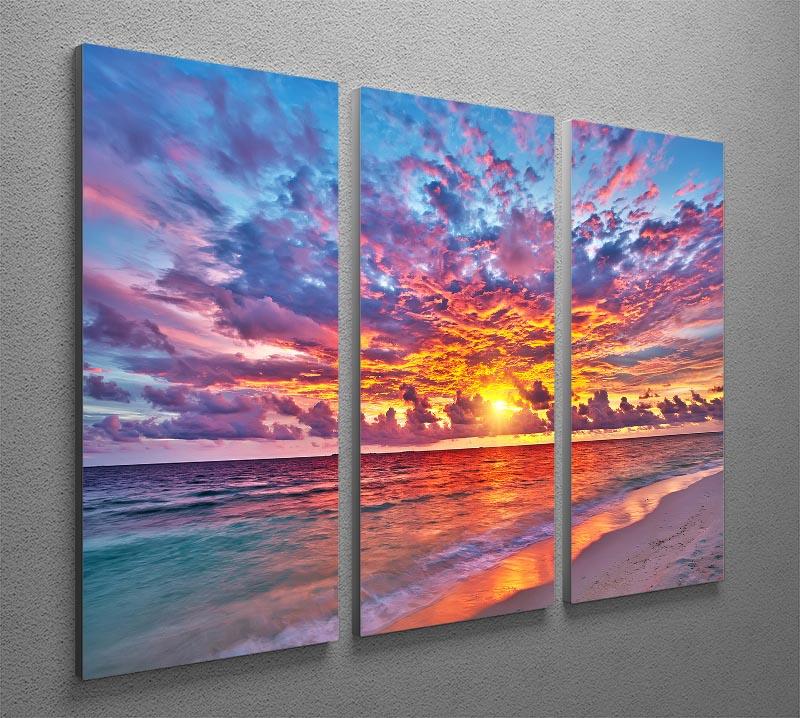Colorful sunset over ocean on Maldives 3 Split Panel Canvas Print - Canvas Art Rocks - 2