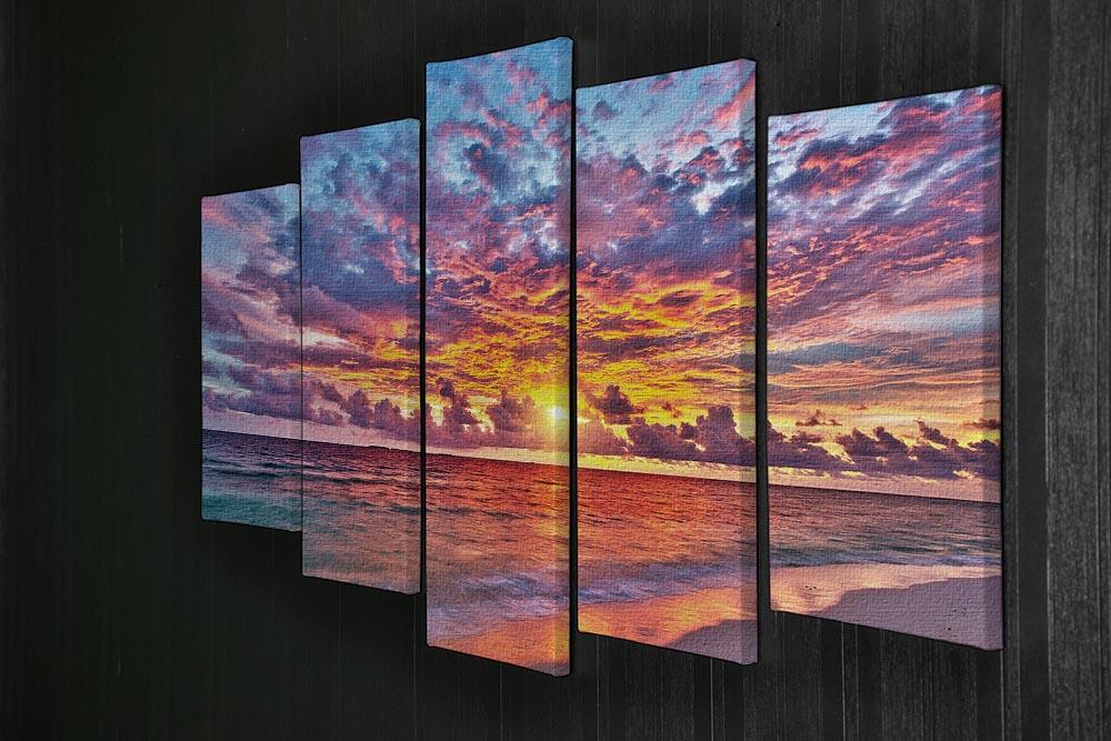Colorful sunset over ocean on Maldives 5 Split Panel Canvas  - Canvas Art Rocks - 2