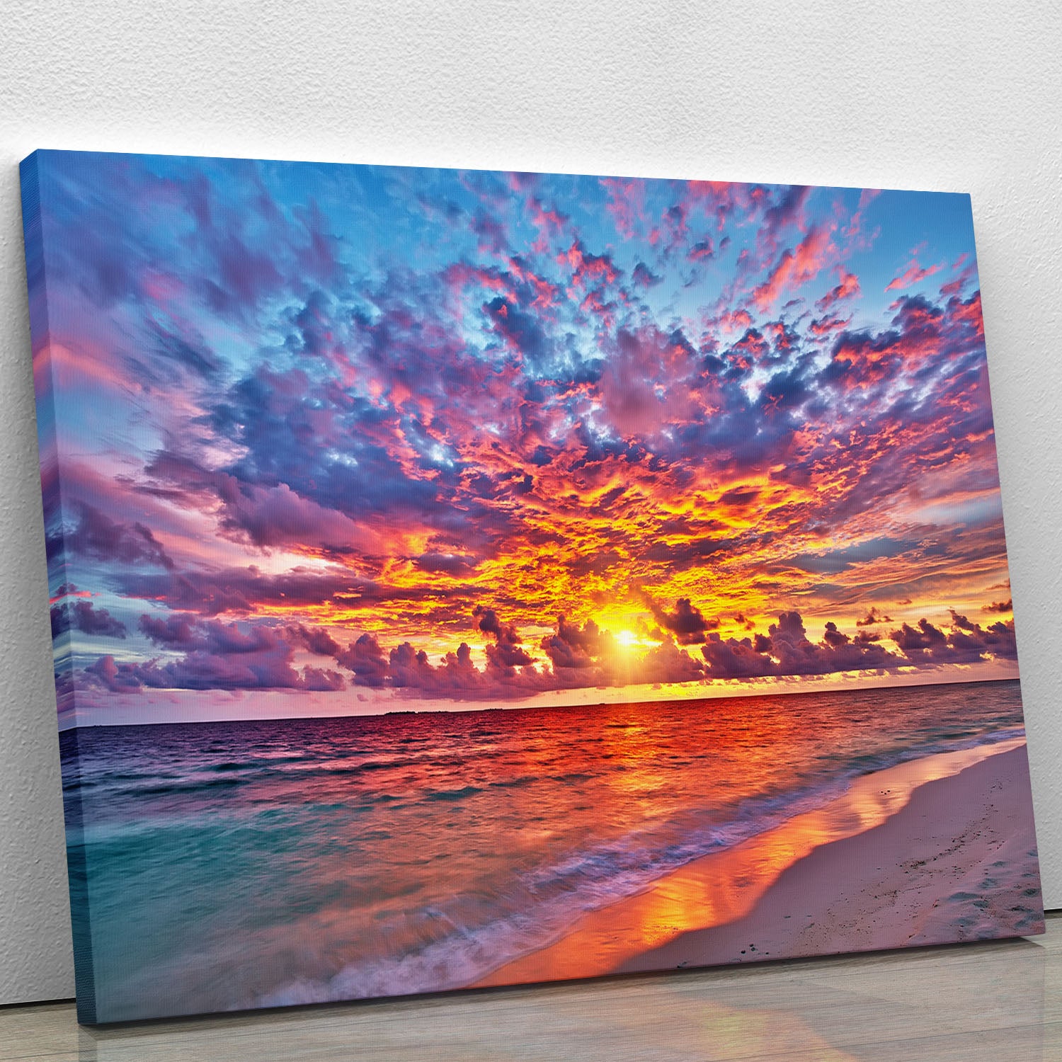 Colorful sunset over ocean on Maldives Canvas Print or Poster - Canvas Art Rocks - 1