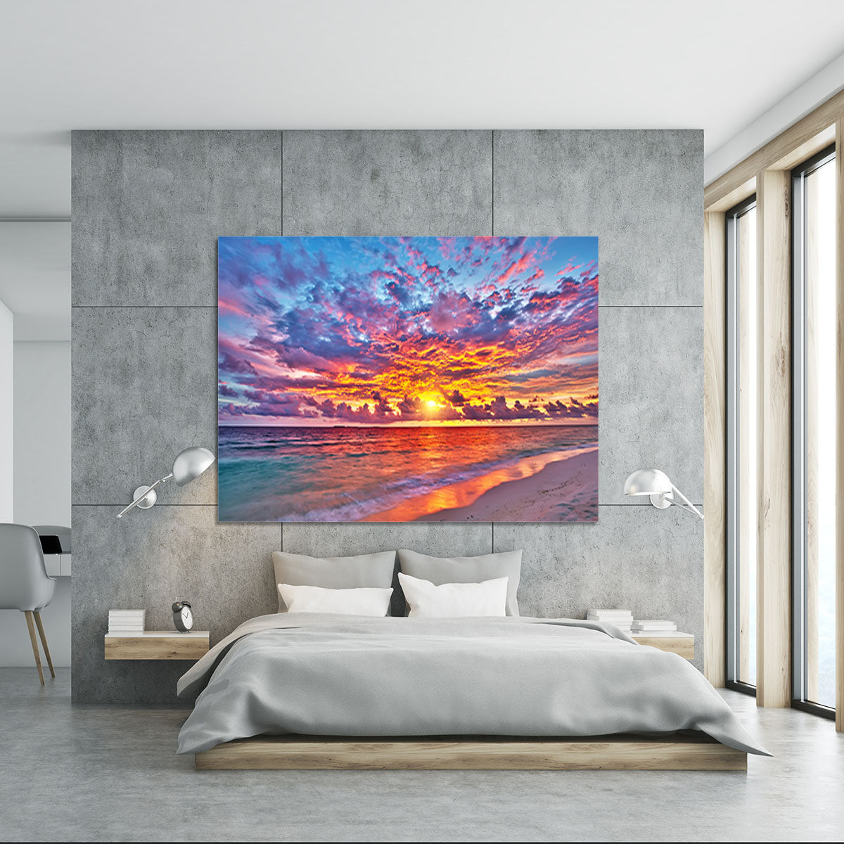 Colorful sunset over ocean on Maldives Canvas Print or Poster - Canvas Art Rocks - 5