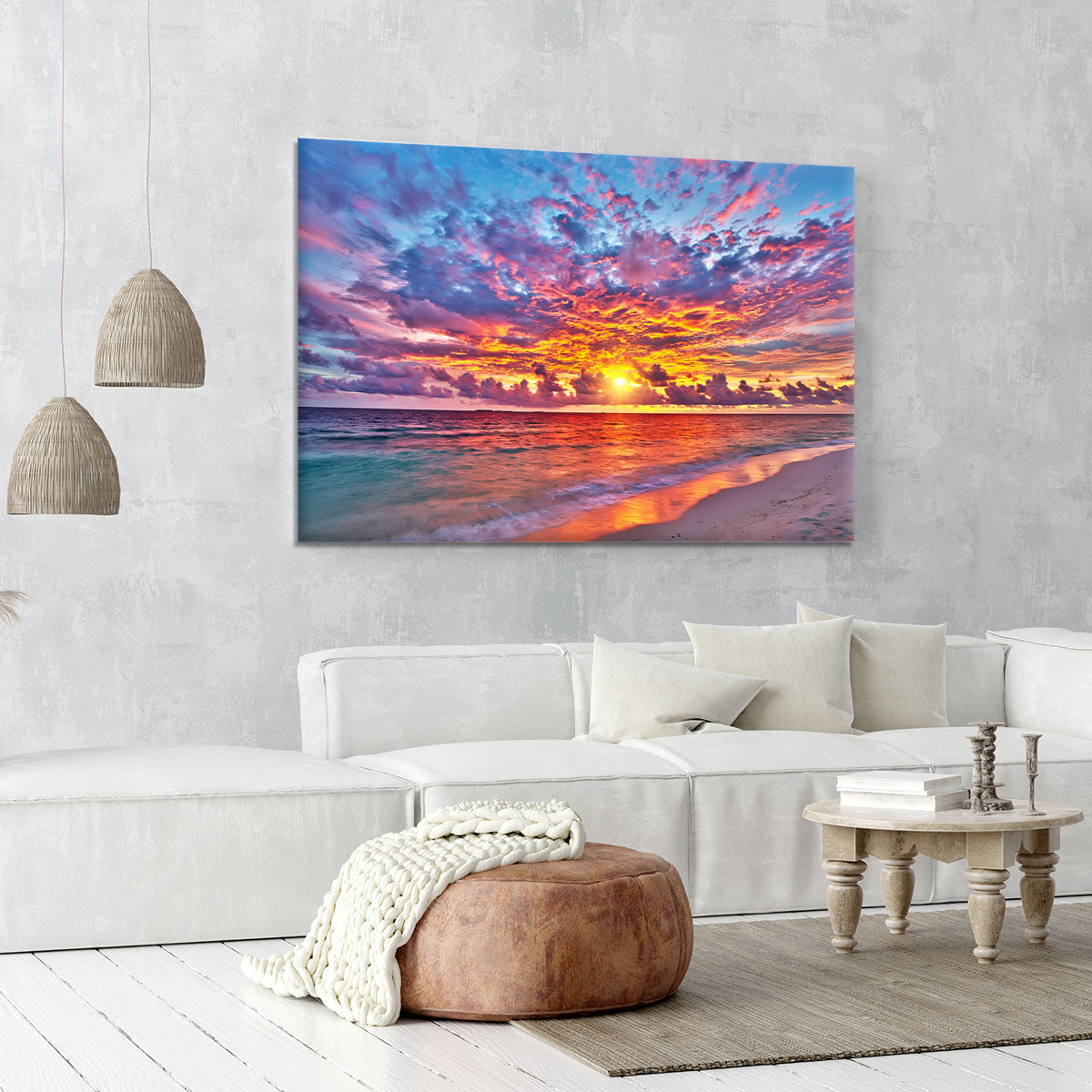 Colorful sunset over ocean on Maldives Canvas Print or Poster - Canvas Art Rocks - 6