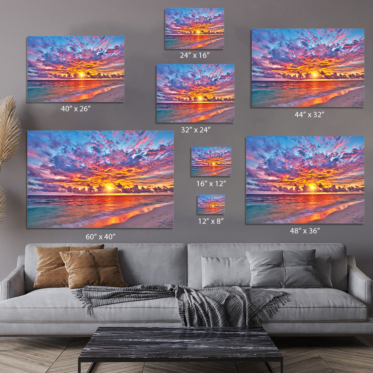 Colorful sunset over ocean on Maldives Canvas Print or Poster - Canvas Art Rocks - 7
