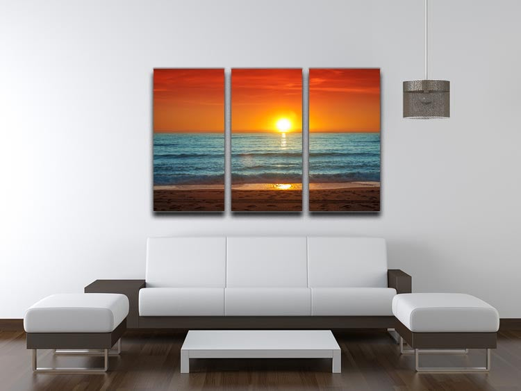Colorful sunset over the sea 3 Split Panel Canvas Print - Canvas Art Rocks - 3