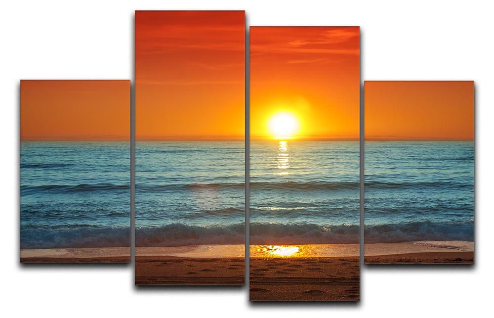 Colorful sunset over the sea 4 Split Panel Canvas - Canvas Art Rocks - 1