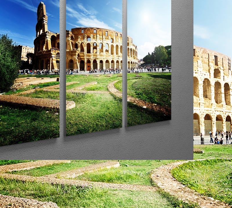Colosseum Sunny Day in Rome 3 Split Panel Canvas Print - Canvas Art Rocks - 2