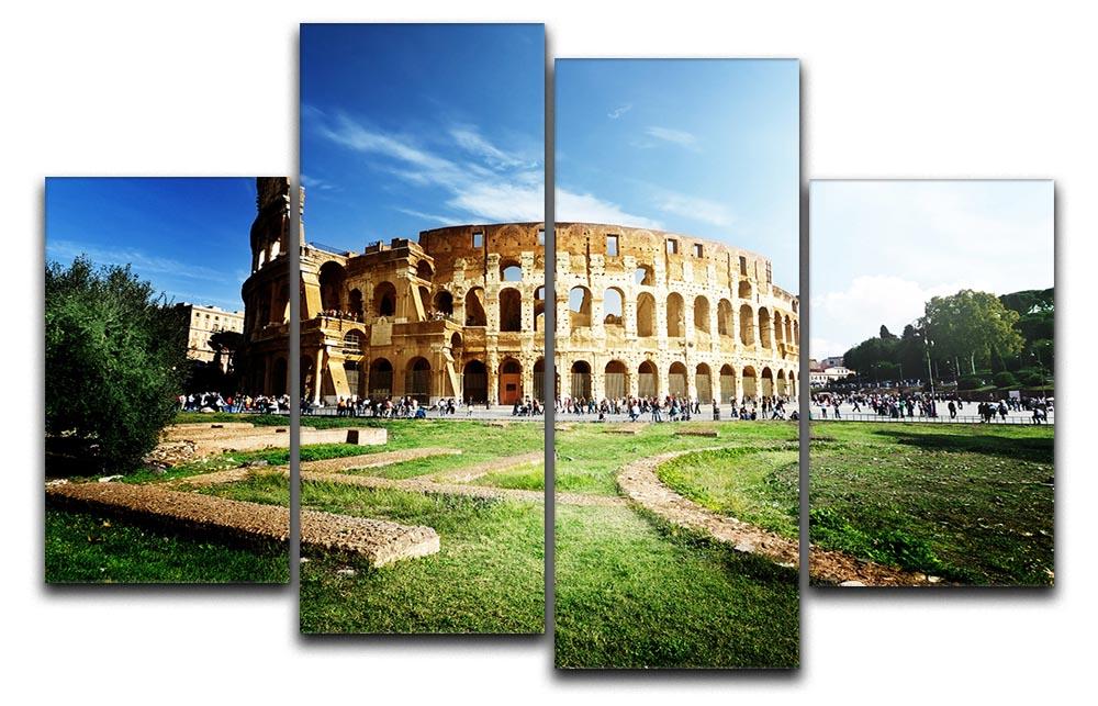 Colosseum Sunny Day in Rome 4 Split Panel Canvas  - Canvas Art Rocks - 1
