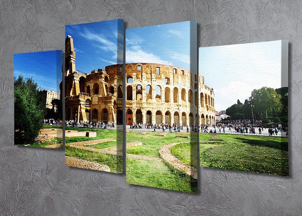 Colosseum Sunny Day in Rome 4 Split Panel Canvas  - Canvas Art Rocks - 2