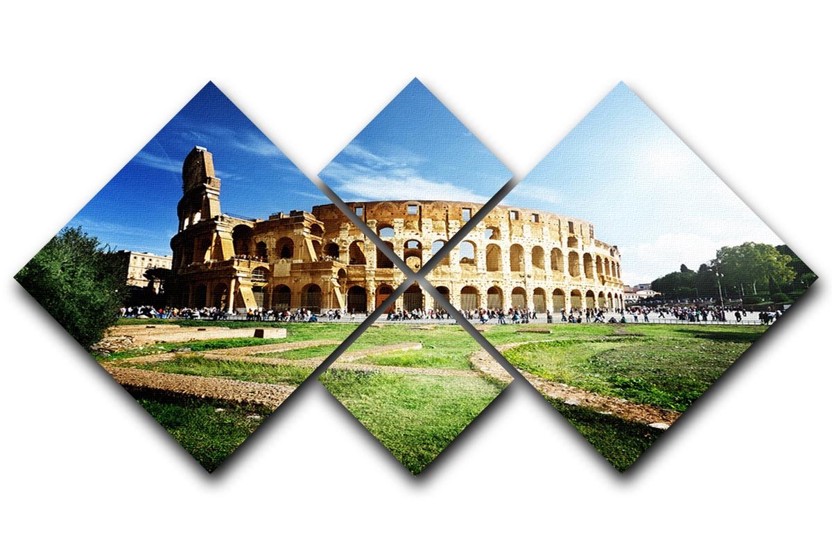 Colosseum Sunny Day in Rome 4 Square Multi Panel Canvas  - Canvas Art Rocks - 1