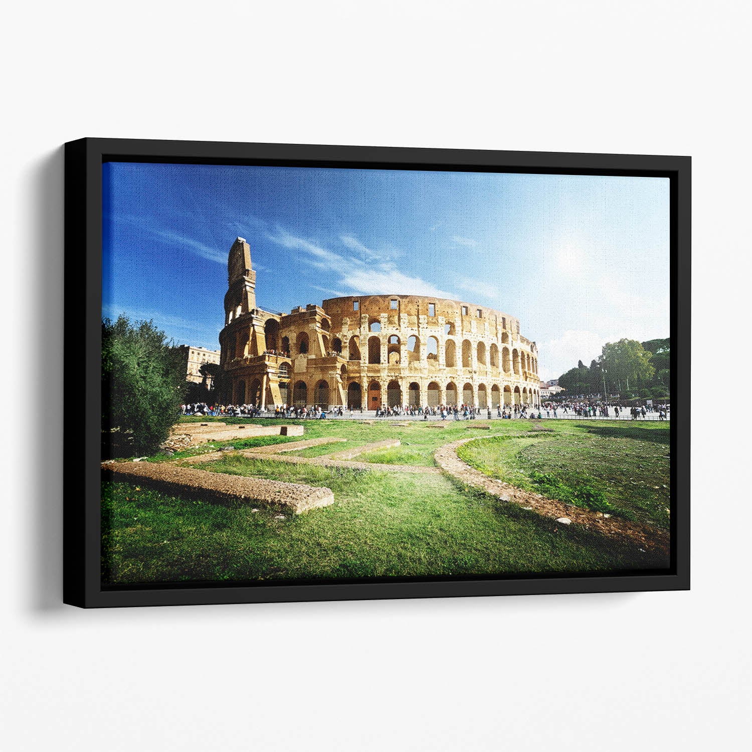 Colosseum Sunny Day in Rome Floating Framed Canvas
